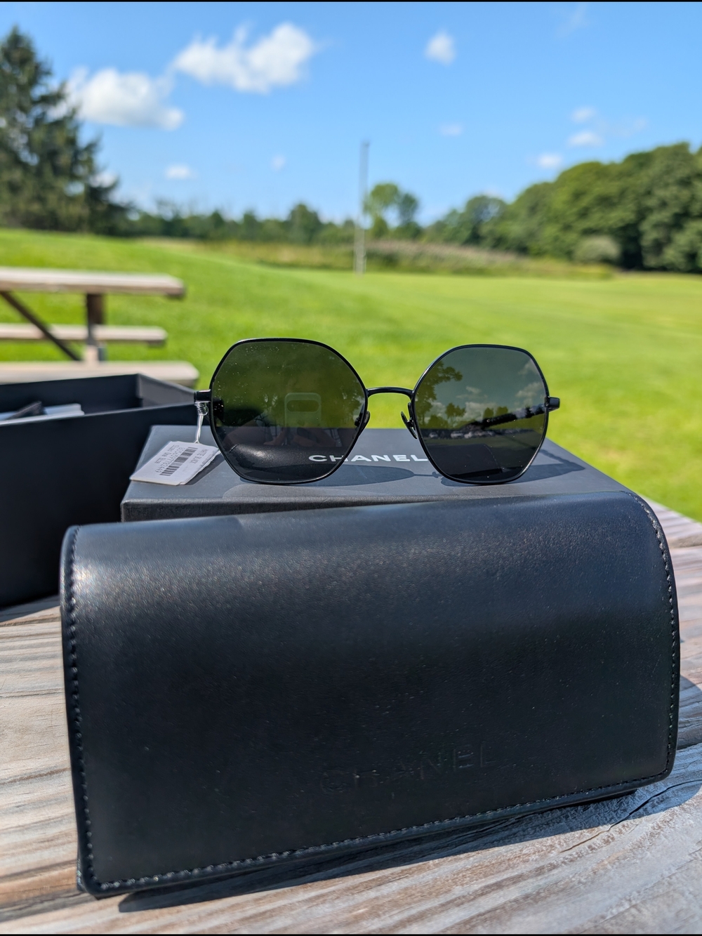Chanel Black Hexagon Oversized Sunglasses - Picture 10 of 14